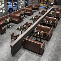 Ensemble de table et chaises vintage en PU pour salon de thé, restaurant occidental, café, bar à desserts, bar à saké, mobilier commercial pour 4 personnes
