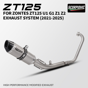 Sistema de escape completo para motocicleta Zontes ZT125 U1 ZT125 G1 GK125 GK <span class=keywords><strong>125</strong></span> Z1 <span class=keywords><strong>Z2</strong></span> 2021-2025 con silenciador y tubo de conexión frontal de 51 mm - Product Image 2