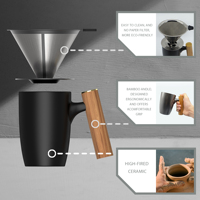 Ensemble de filtre à café en céramique portable DHPO de haute qualité avec isolation sous vide, cafetière à verser de qualité supérieure, gris mat