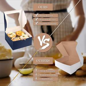 KPOSIYA - 65 Cajas de Panadería Azules de 6x6x3 Pulgadas con Ventana, Cajas Pequeñas para Pasteles, Postres, <span class=keywords><strong>Galletas</strong></span>, Donas, Fiestas de Cumpleaños y Bodas - Product Image 2