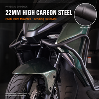 Barre de protection pour moto 22 mm en acier carbone noir mat anti-chute avec porte-bagages arrière