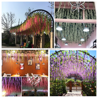 Guirlande de glycine artificielle violette en soie pour décoration d'arche de plafond de mariage, fleurs suspendues en vigne