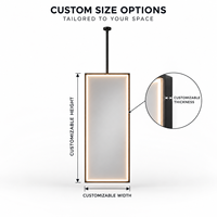 Kingstin Miroir suspendu en acier inoxydable pour salle de bain, cadre personnalisable, 3 couleurs de lumière, antibuée, moderne