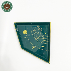 customized color green ceramic <strong>plate</strong> <strong>Stitching</strong> dish fine porcelain big Composite <strong>plate</strong> 2023 hot sale set of space rocket Puzzle - Product Image 5