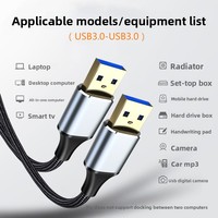 Câble d'extension de données USB 3.0 mâle-mâle, double tête pour boîtier de disque dur mobile, charge et connexion au refroidisseur d'ordinateur portable