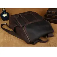 Прямая поставка, темно-коричневый ретро рюкзак из натуральной коровьей кожи, Винтажный Мужской Повседневный Кожаный Рюкзак Для Путешествий