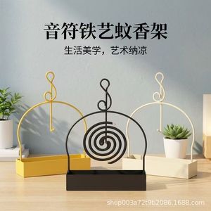 Support pour spirales anti-moustiques en fer noir et jaune, pour table, usage intérieur/extérieur, style zen, brûleur d'encens, cendrier - Product Image 3
