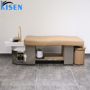 Kisen Ceramic Thai Lay Down Washing Chair Salon Furniture Customize Color Head Spa Shampoo Chair <b>Bed</b> for Therapy - Product Image 3