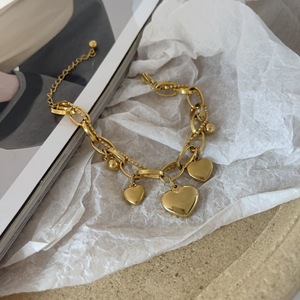 Pulsera de Cadena con Dije de Corazón en Acero Inoxidable 316L, Chapada en Oro de 18k, Personalizada, Resistente al Deslustre - Product Image 5