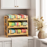 Étagère à roulettes 3 niveaux en bambou pour canettes, organisateur mobile de snacks et boissons, étagère de rangement de table pour cuisine et salon, vente en gros, personnalisable