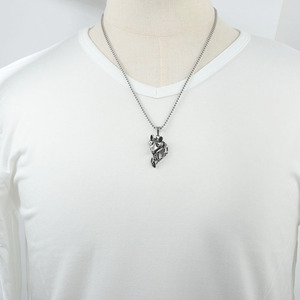 Fox Pendant Stainless Steel <b>Silver</b> Geometric Animal Design Pave Setting <b>Chain</b> Necklace For Men Women - Product Image 4