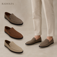 Mocassins perforés en daim pour hommes, chaussures décontractées d'été en cuir véritable respirant avec embout EVA, légères, RADOLFA