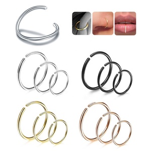 Acier chirurgical Piercing bijoux Cartilage oreille hélice <span class=keywords><strong>Tragus</strong></span> cerceau anneaux multi-usages coloré placage obtus tête nez lèvre anneau - Product Image 4