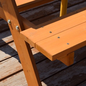 Conjunto de Mesa de Picnic de Madera con Sombrilla y Rayas Costeras – Banco de Comedor para Exteriores Resistente a la Intemperie con Protección Solar para Jardín - Product Image 3