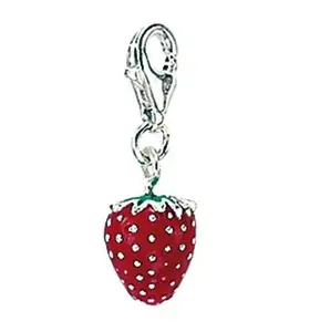 Heiß verkaufender Edelstahls chmuck Strass Strawberry Cherry Red 316L Edelstahls chmuck Charme für Damen schmuck