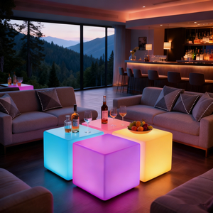 Chaise cube réglable en plastique LED avec télécommande, design moderne, imperméable, pour l'extérieur, meubles <span class=keywords><strong>de</strong></span> <span class=keywords><strong>bar</strong></span> à domicile, légère, écologique - Product Image 1