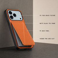 Étui de téléphone en cuir PU de luxe motif litchi pour iPhone, avec support portefeuille dissimulé à 2 emplacements pour cartes et grain Togo