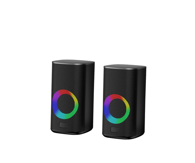 Desktop Wired colorful RGB stereo speaker,BT speaker with RGB flashing light,power supplied by computer via USB cable