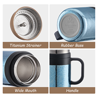 Mug de voyage en titane pur 500 ml, anti-fuite, isolation thermique sous vide 12h, écologique, avec poignée, design minimaliste