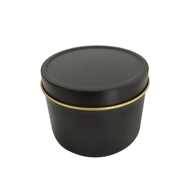 Preço barato alta qualidade redondo 1 oz preto sem costura de lata recipiente de metal para velas