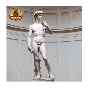 Estatua de David de Mármol Blanco de Tamaño Real, Estatua de Hombre Desnudo de Mármol, <span class=keywords><strong>Escultura</strong></span> <span class=keywords><strong>Romana</strong></span> de David en Venta - Product Image 1