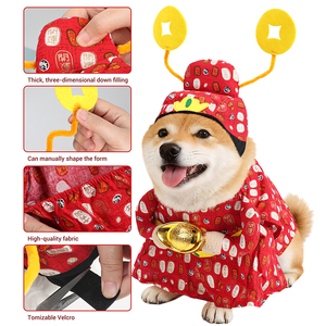 Hunde-Gott des Reichtums Winter-Print-Kostüm - Umweltfreundlicher Luxus Chinesisches Neujahr Haustier-Cosplay-Mantel aus Polyester Festival-Outfit für Hunde - Product Image 6