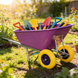 <span class=keywords><strong>Carretilla</strong></span> de Gran Capacidad de 200L, Resistente, con Doble <span class=keywords><strong>Rueda</strong></span>, Carro de Jardín Industrial para Construcción y Trabajo Agrícola - Product Image 3