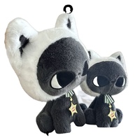 Peluche Gothique Chat Noir Mignon avec Capuche Blanche Brodé – Doudou Confortable pour Filles, Décoration d'Halloween, Vente en Gros