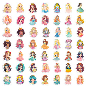 100 feuilles de stickers pour enfants DIY, série de feuilles plates Princesse Mignonne, motif petite princesse de dessin animé, pour le marché international, 4 feuilles/paquet - Product Image 4