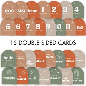 Arche de cadeau de douche de bébé imprimée double face Baby Milestone Age Photo Prop Beautiful Baby Monthly Milestone Card - Product Image 2