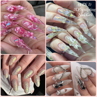 LILYCUTE Gel de Escultura 3D Transparente de 15ml, Gel para Uñas con Textura de Pudín, Gel Tallado 4D en Tubo, No Tóxico, Gel para Dibujar y Moldear
