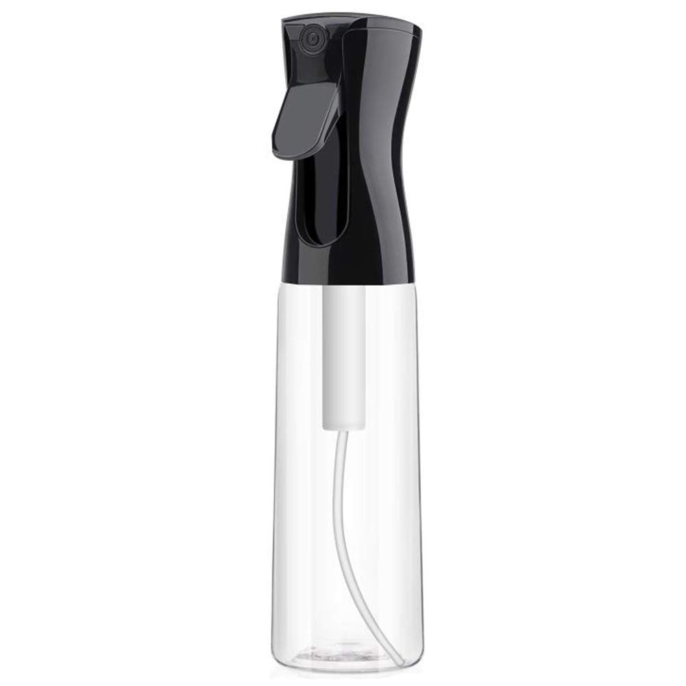 Flacone trasparente con nebulizzatore nero.