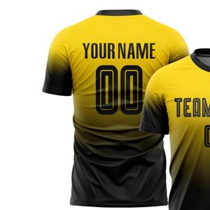 Camiseta de Fútbol Amarilla y Negra con Degradado, Manga Corta, Transpirable, de Secado Rápido, Uniforme Deportivo Ligero para Partidos - Product Image 5