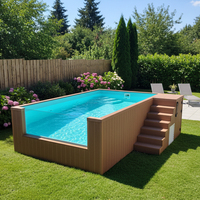 Piscine hors sol compacte en bois composite WPC pour jardin, spa extérieur, maison en fibre, piscine en résine et fibre de verre pour enfants - En promotion