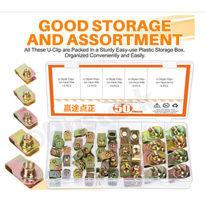 Assortiment d'écrous en U Winning Path Point M4 M5 M6 M8 M10 50 pièces, attaches automobiles pour réparation de garnitures de voiture et moto - Product Image 1