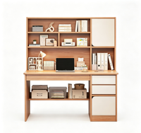 Bureau d'ordinateur, table d'étude, poste de travail, bureaux pour PC et ordinateurs portables avec bibliothèque, grands rangements, étagères multiples, mobilier de bureau à domicile