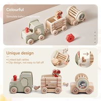 Blocs de train roulants en bois épaissi à coins arrondis, faits à la main, pour l'entraînement des habiletés manuelles des enfants d'âge préscolaire, jouet Montessori
