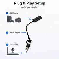 Carte de capture HDMIVideo USB3.0 Type C pour la diffusion en direct Gamin 1080P 60Hz adaptateur d'enregistreur Portable prise en charge OBS/Switch/PS4/PC/Mac