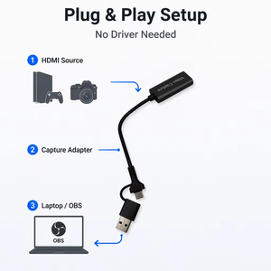 Tarjeta de captura de vídeo USB 3,0 tipo C HDMIVideo para transmisión en vivo Gamin 1080P 60Hz adaptador de grabadora portátil compatible con OBS/Switch/<span class=keywords><strong>PS4</strong></span>/PC/Mac - Product Image 5