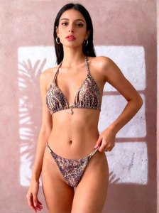 Nouveau Maillot de Bain Deux Pièces Femme 2026 Multicolore à Bretelles Croisées, Coupe Triangle, Style Européen et Américain - Product Image 2