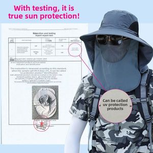 Chapeau de soleil d'été pour homme, protection UV, imperméable, avec cache-visage et protection du cou, casquette promotionnelle pour la pêche - Product Image 4