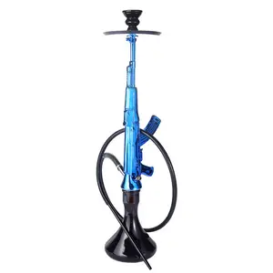 AK 47 핫 세일 Shisha 물 담뱃대 Narguile 총 모양 큰 흡연 Shisha Hukka 세트 실리콘 파이프 액세서리