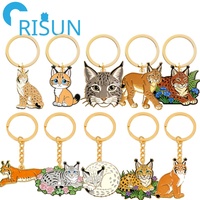 Gantungan Kunci Enamel 3D Hewan Liar Gunung Kucing Besar dan Liar Custom Fern Canadian Iberian Bobcat