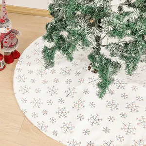 Рождественский Декор кг в наличии, Рождественская елка, плюшевая бархатная юбка 48 дюймов, юбка на елку с золотым тиснением, Красочные Снежинки
