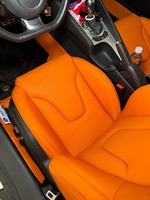 Sarung Jok Mobil Kulit PU Universal Murah Pelindung PVC Satu Set Lengkap Warna Oranye untuk BMW