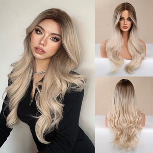 Wholesale Premium Futura Heat Resistant Fiber Natural Wavy Blonde Mono Lace Front Synthetic <strong>Wig</strong> <strong>Monofilament</strong> Lace <strong>Wig</strong> - Product Image 5