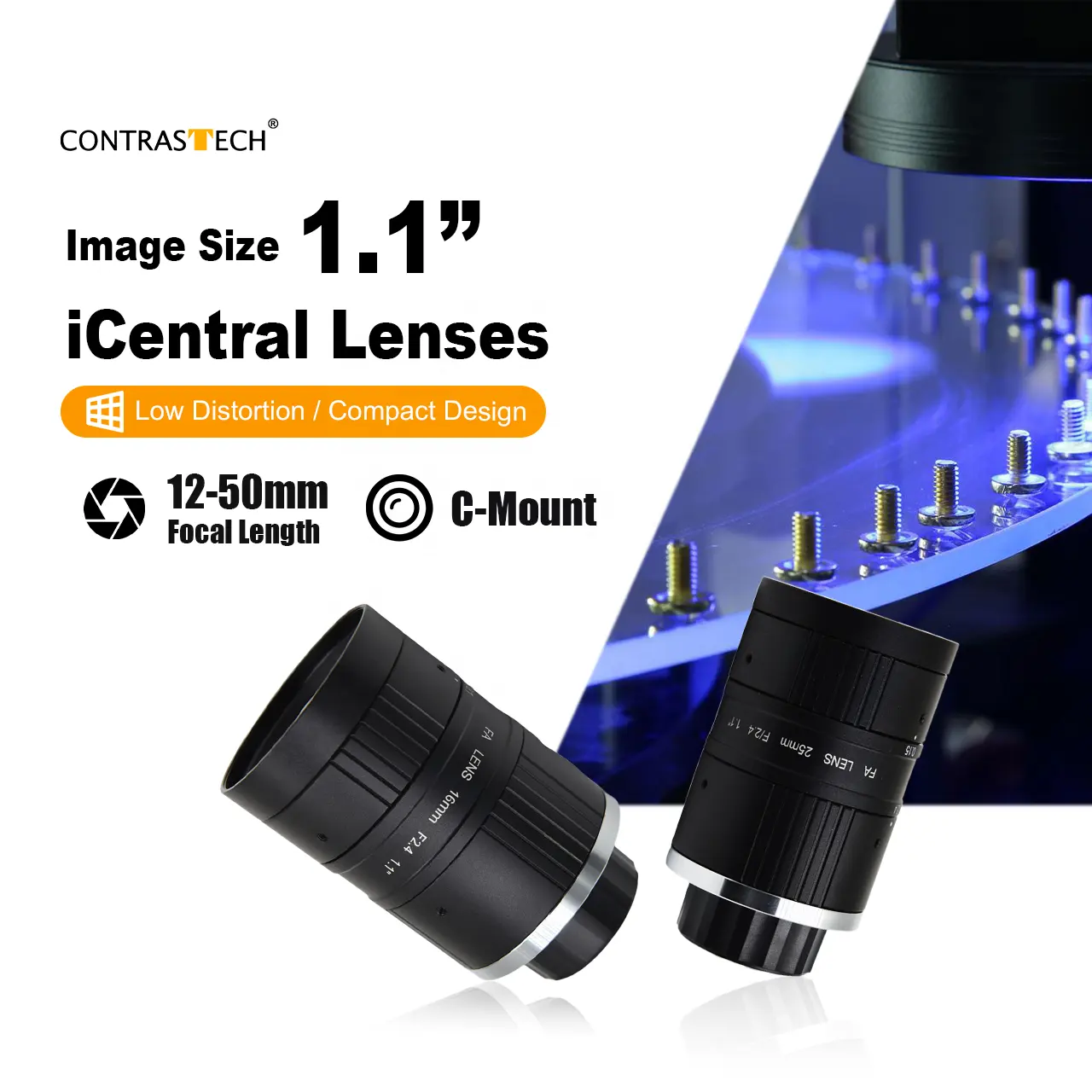 Harga rendah 1.1 ''20MP resolusi tinggi FA fokus tetap panjang lensa c-mount untuk mesin industri kamera penglihatan
