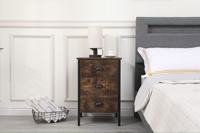 Armoire de rangement pour salon en bois durable et écologique, style industriel rustique brun, 3 tiroirs, avec pieds en métal noir, grande capacité