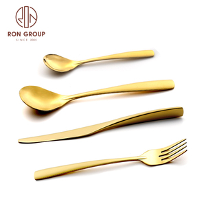 Bán buôn <span class=keywords><strong>Fancy</strong></span> 1010 thép không gỉ 304 Bạc Vàng bữa ăn tối dao muỗng nĩa đặt sang trọng vàng thiết lập dao kéo cho đám cưới - Product Image 3
