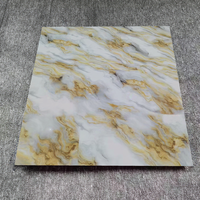Ubin Lantai Porselen Modern Mewah Biru Emas Mengkilap Berlapis Marmer Anti Selip Antibakteri Tahan Aus 60x60mm 9mm untuk Ruangan